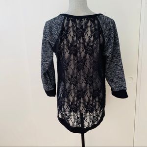 Express Gray/Black Lace Sweater Sz L